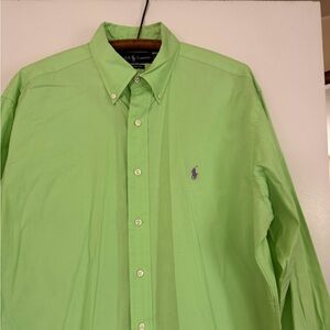 EUC Polo Ralph Lauren Classic Fit size 16 34/35 lime green with purple pony EUC